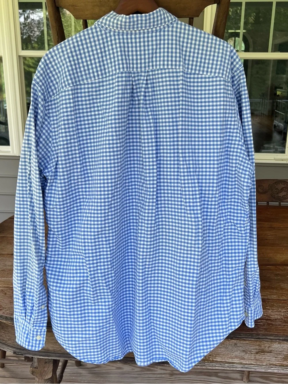 Polo Ralph Lauren Classic Fit Gingham Button Down Shirt Blue White XL Flaw Stain